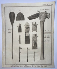 POLYNESIA INSTRUMENTS 1774 JAMES COOK ANTIQUE ENGRAVED PLATE 18TH CENTURY