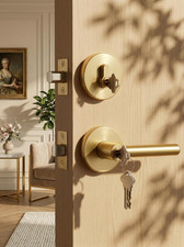 Exterior Deadbolt and Keyed Entry Door Handle Set, Heavy Duty Zinc Alloy Gold Do