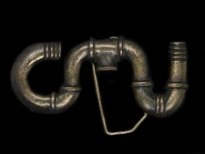 UD07128 VINTAGE 1970s **PLUMBING PIPE** BRASSTONE BELT BUCKLE