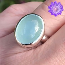 Aqua Chalcedony Gemstone 925 Sterling Silver Handmade Jewelry Ring Gift For
