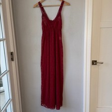 Vintage 70's Red Lace Donna Richard for Gilligan  O'Malley Nightgown Dress Med