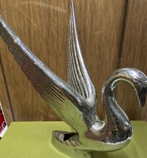Chrome Swan Bird Hood Ornament Metal Chrome Finish With Raised Wings