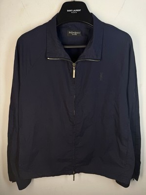 Windbreaker YSL Jacket Bomber M Size Vintage Yves Saint Laurent Navy w/ Logo