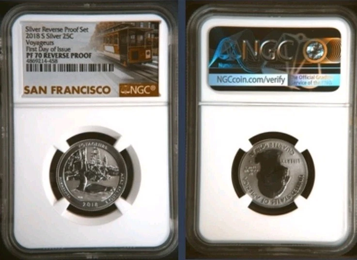 2018 S MS70 Silver Voyageurs-First Day Silver Reverse Proof 25C Quarter - Image 3 of 3
