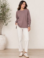 Athleta Cozy Crewneck Sweatshirt Women s Medium Mauve Brown