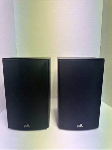 Polk Audio T15 Bookshelf Speakers Pair Black 2 Way Wired Home Stereo Tested - Afbeelding 1 van 6