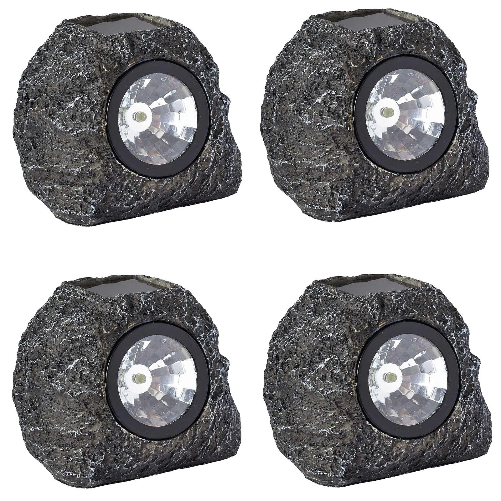 Solar Power Rock Spotlight Decorative LED Stone Effect Outdoor Garden Light x 4