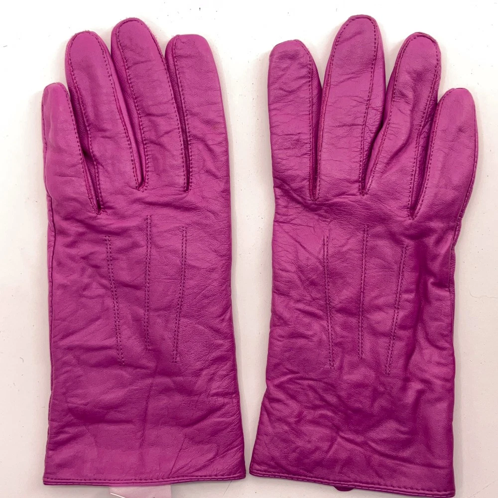 Lightly Lined Pink Leather Women Winter Dress Glove M-L