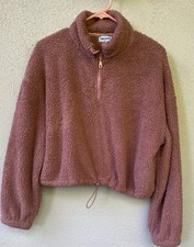 I Believe-mauve-pink cropped sherpa fleece pu...