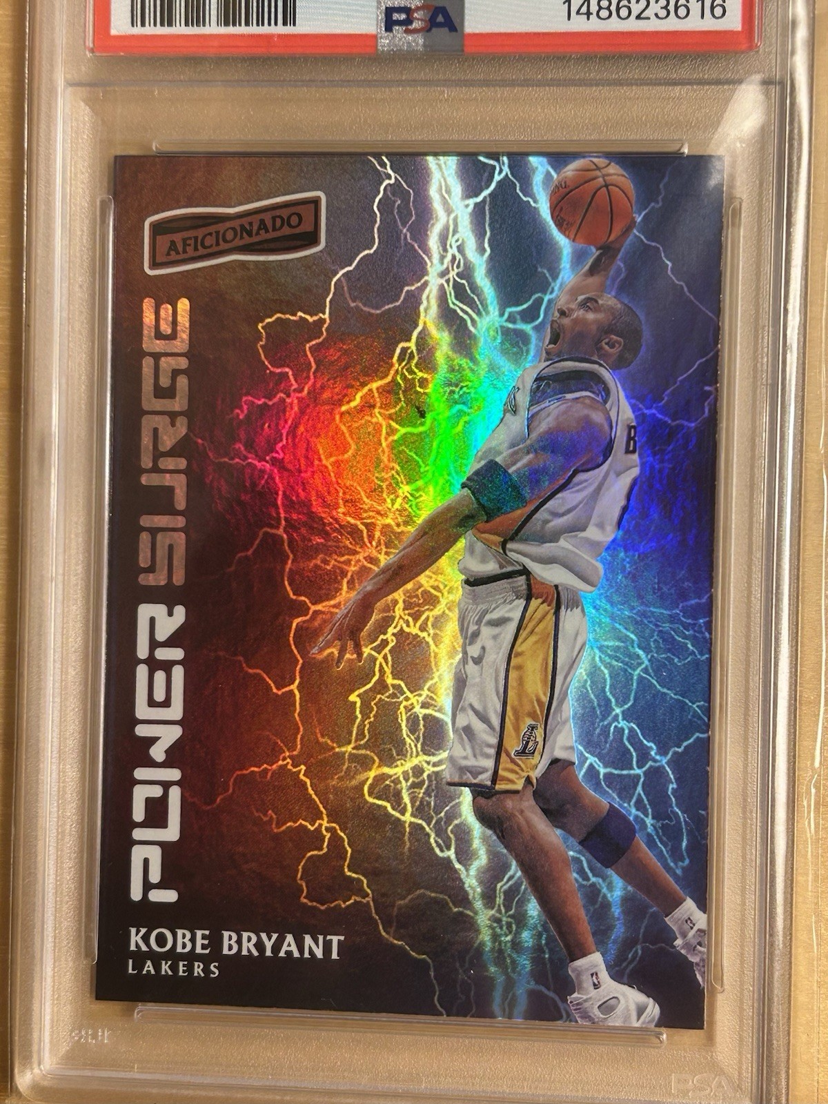 2016-17 Aficionado Power Surge #13 Kobe Bryant Insert Card PSA 8 NM-MT Lakers view 3