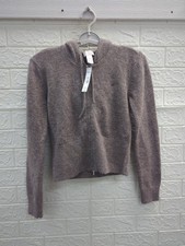 New Victoria's Secret Pink Front Zip Shrunken Sweater Hoodie Women's Size Medium