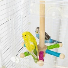 Bird Perch Toy Wooden Interactive Wheel Climbing Jumping Parrot 360  Rotating