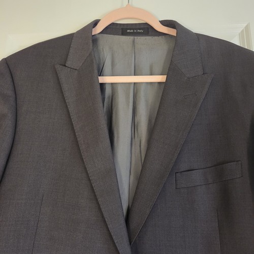 Tiglio Luxe Suit Jacket Sportcoat Blazer Men 48R Tufo Gray Solid 100% Wool Italy - Picture 2 of 12