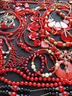Job Lot / Bundle Costume Jewellery Mixed RED Tones - Bracelets / Necklaces 1.4kg
