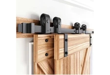 EaseLife 8 FT Bypass Double Sliding Barn Door Hardware Kit,Single Track,Heavy...