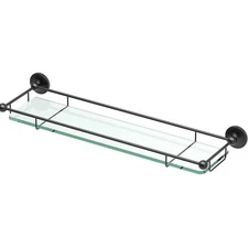 Gatco 1465MX Tempered Glass Shelf Matte Black/Wall Mounted 22" X 6" Floating 