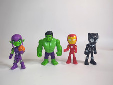 4 Marvel Spidey  His Amazing Friends Figures Hulk Goblin Iron Man Panther B6
