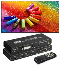 2x2 HDMI Video Wall Controller 4K, 1080P60Hz HDMI DVI TV Wall Processor with ...
