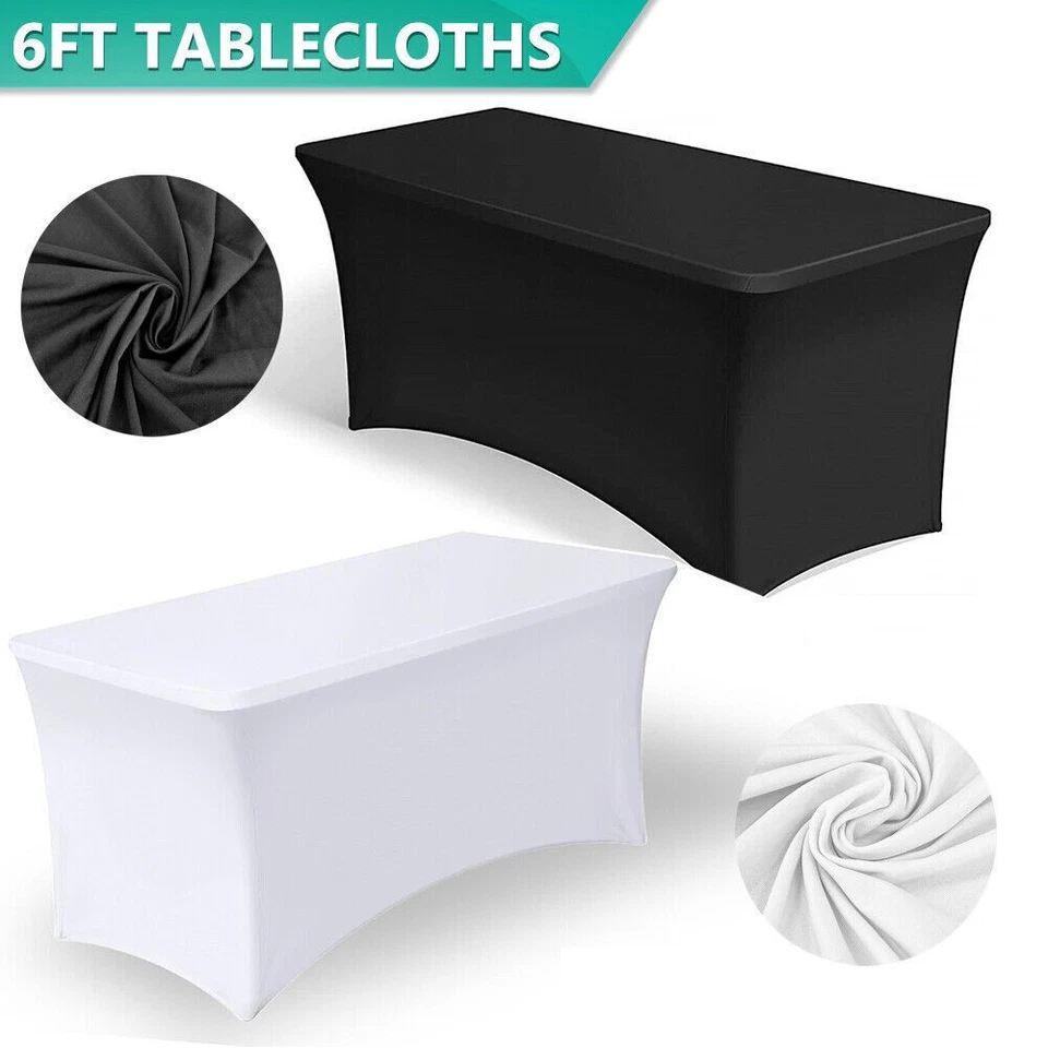4FT 6FT 8FT Stretch Rectangular Tablecloths Spandex Wedding Party Table Cover AU - image 2 of 4