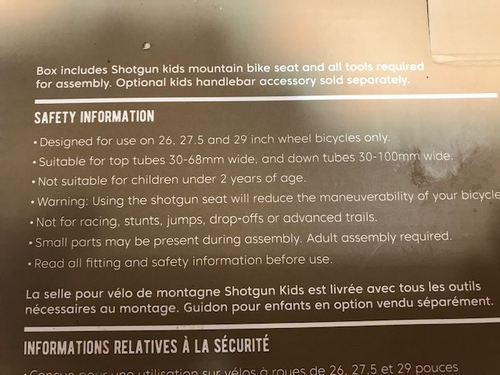 Kids Ride Shotgun Original Bicycle Child Bike Seat Frame Front Mounted Kid 2-5 - Picture 9 of 14