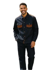 Men's Stacy Adams Two Piece Matching Walking Set Leisure Suit 1528 Denim