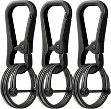 3 Pcs Keychain Clip with D Ring and 6 Heavy Duty Key Rings,Carabiner Hook for Ho