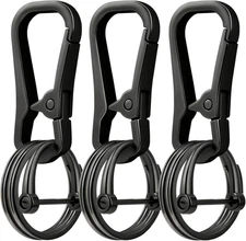 3 Pcs Keychain Clip with D Ring and 6 Heavy Duty Key Rings,Carabiner Hook for Ho