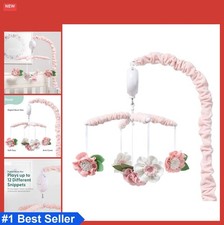 Crib Mobile Girl Pink Floral Musical 12 Lullabies Nursery Decor Rotating
