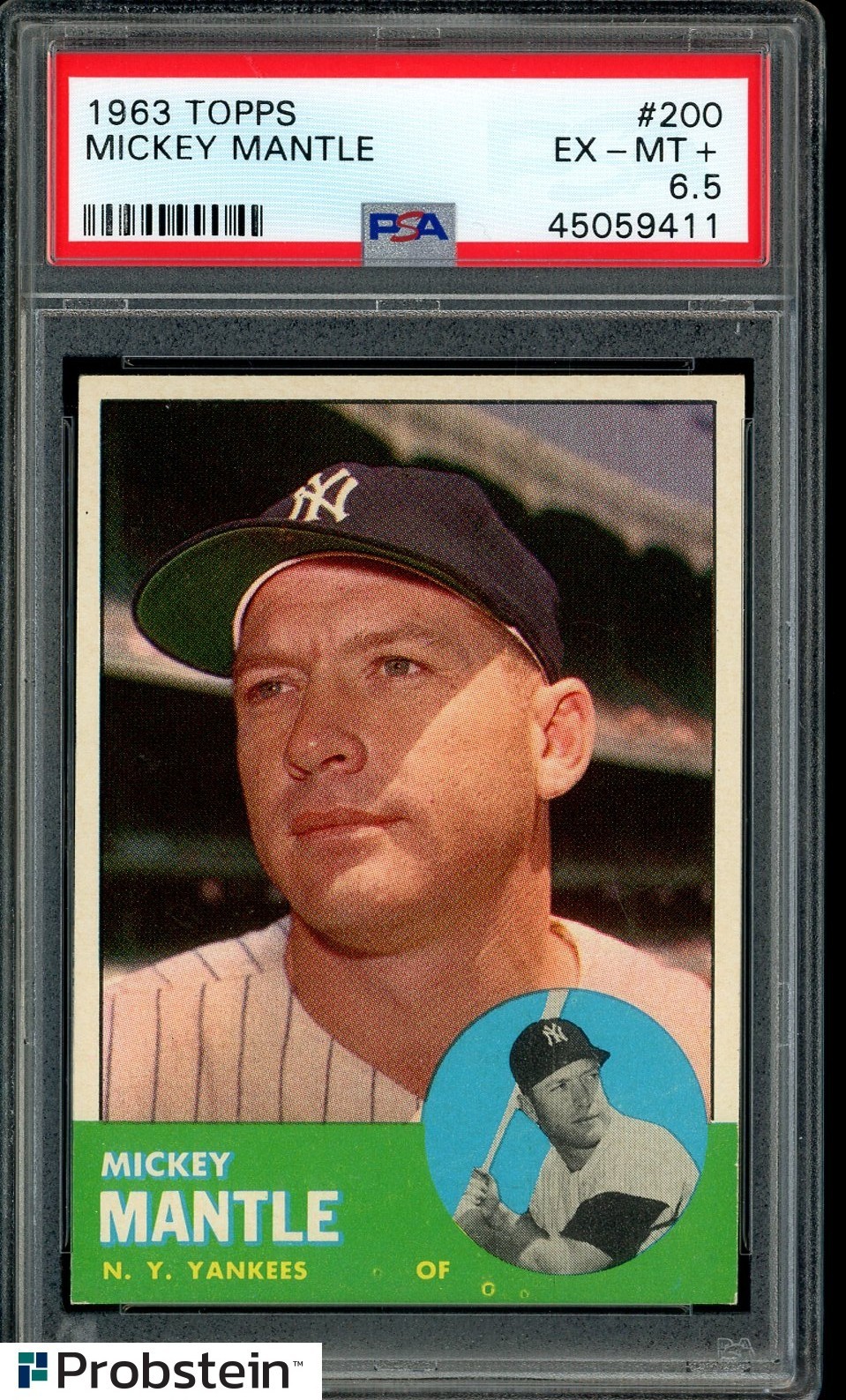 1963 Topps #200 Mickey Mantle New York Yankees HOF PSA 6.5 Centered Looks Nicer view 1