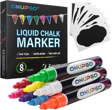 ONUPGO Liquid Chalk Markers, 8 Colors Pack of 8, 8 Bright Neon Multicolor