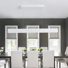 Dimmable Linear LED Chandelier, Modern Black Pendant Light for Kitchen 41"