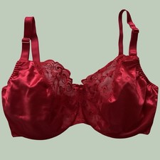 Victoria's Secret Vintage Gold Label Bra Size 36DD Red Satin Lace Made In USA