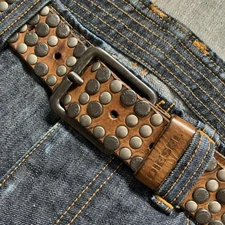 Diesel Men Antique style Studded Belt Made In Italy 95cm/38inch Vintage Luxury