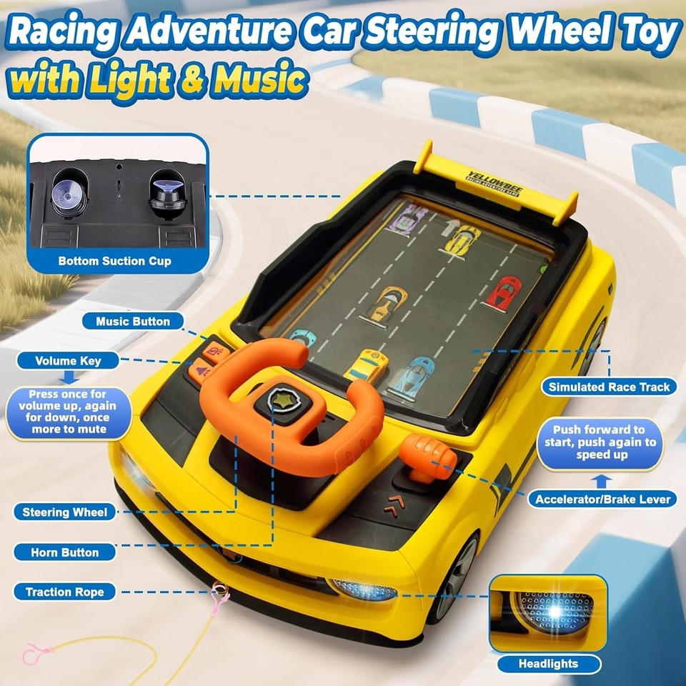 Adventure Racing Car Steering Wheel Toy for Kids - Interactive ...