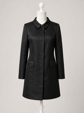 Oscar de la Renta Silk Blend Black Satin Evening Opera Coat Jacket Size 12