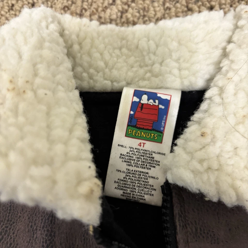 Peanuts Leather Jacket Size 4T Youth Snoopy Charlie Brown - Image 3 of 4
