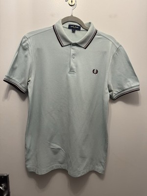 Fred Perry Men s Light Blue Pique Cotton Polo Shirt M Short Sleeve Logo