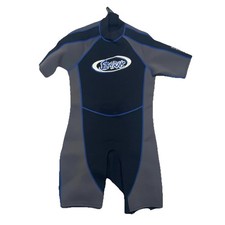 Stearns Men's LARGE Shorty Wetsuit Neoprene Short Sleeve Back Zip Black/Blue