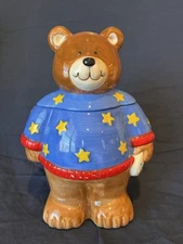 Vintage Coco Dowley Patriotic Teddy Bear Cookie Jar