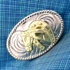 Western Horse Horseshoe Dress Belt Buckle Cowboy Cowgirl Vintage 80s 90s .TWY507