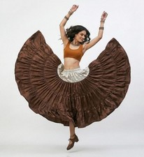 25 Yard Satin Belly Dance Skirt 4 Tier Ruffle Gypsy Flamenco Style Tribal Costum