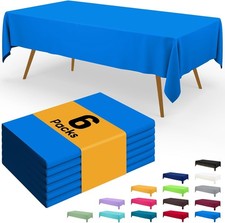 Disposable Table Cloth - 6 Pack, 54 x 108 Inch Waterproof Rectangle Tablecloths
