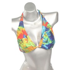 ABS Allen Schwartz $66 Multi-Combo Brazil Womens 10 Swim Bikini Top Halter Blue