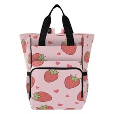 Cute Pink Strawberry Diaper Bag Backpack, Unisex Travel Baby Backpack Diaper ...
