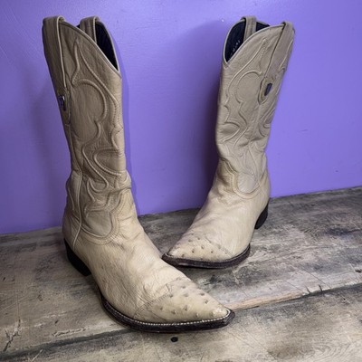 Wild West Boots Mens Toe Style Ostrich Color Cream / Brige Size 7.5 Us