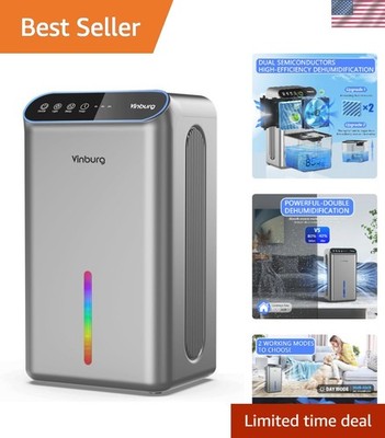 Portable 2.5L Dehumidifier with LED Night Light - Ideal for Basements & Bedrooms