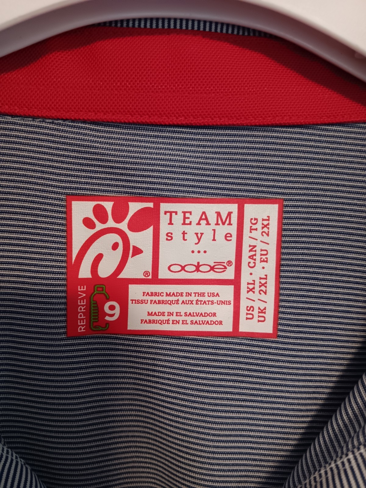 Chik-Fil-A  Shirt Polo Top Work Employee XL Team Striped Button Blue