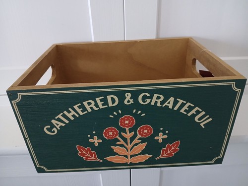 Celebrate Together Fall Wood Crate "Gathered&Grateful" 7"x10"x5.1" Woodtone-Grn - Picture 2 of 18