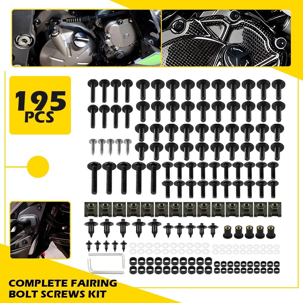 195PCS Motorcycle Complete Fairing Bolt Kit Body Screws Set Accessories Parts US