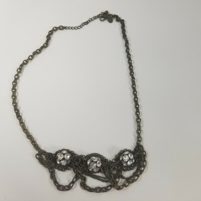 American Eagle Statement Necklace Rhinestone Dark Chain Rhinestone AEO  VTG